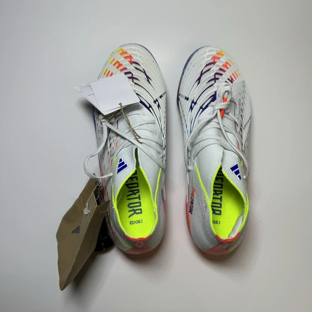 Adidas Predator Edge.1 SG White Blue Soccer Cleats Men's 5.5 Women's 6.5
